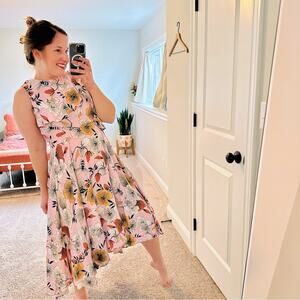 Maje Pink Insect Floral Bee Maxi Dress 1 Small
